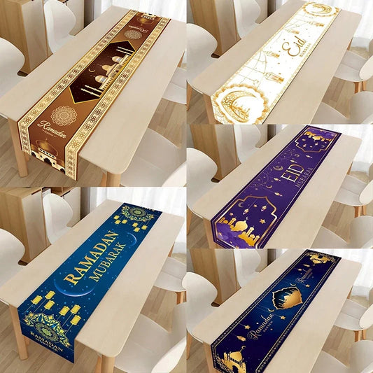 Ramadan Decor Table Runner EID Mubarak Decoration 2024 For Home Tablecloth Ramadan Kareem Islamic Muslim Party Eid Al Adha Gifts