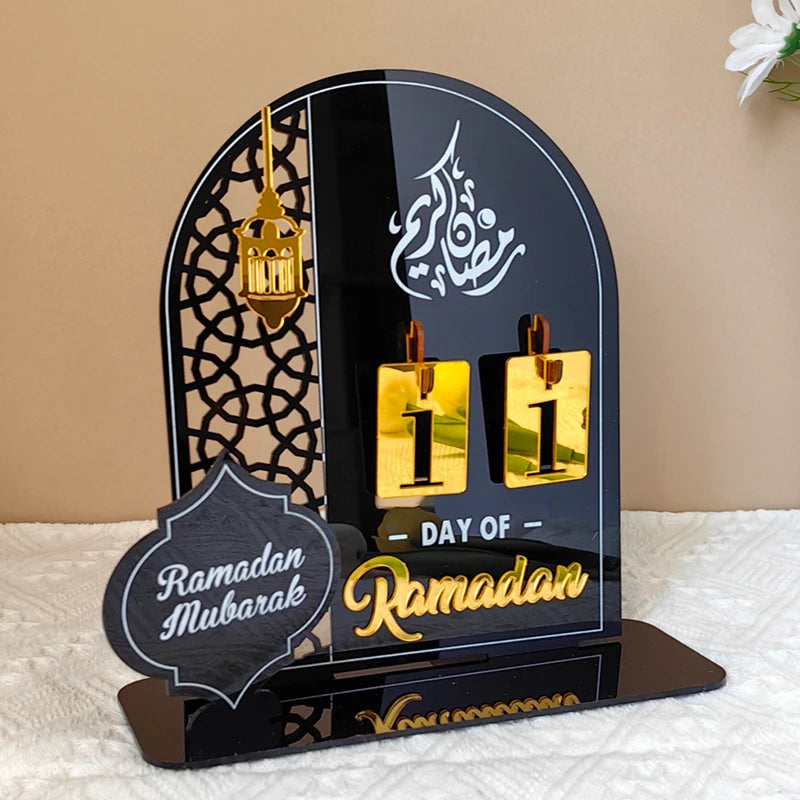 Acrylic Ramadan Countdown Calendar Gifts Day of Ramadan Calendar with Replacing Number 2024 Eid Mubarak Home Decoration Ornament