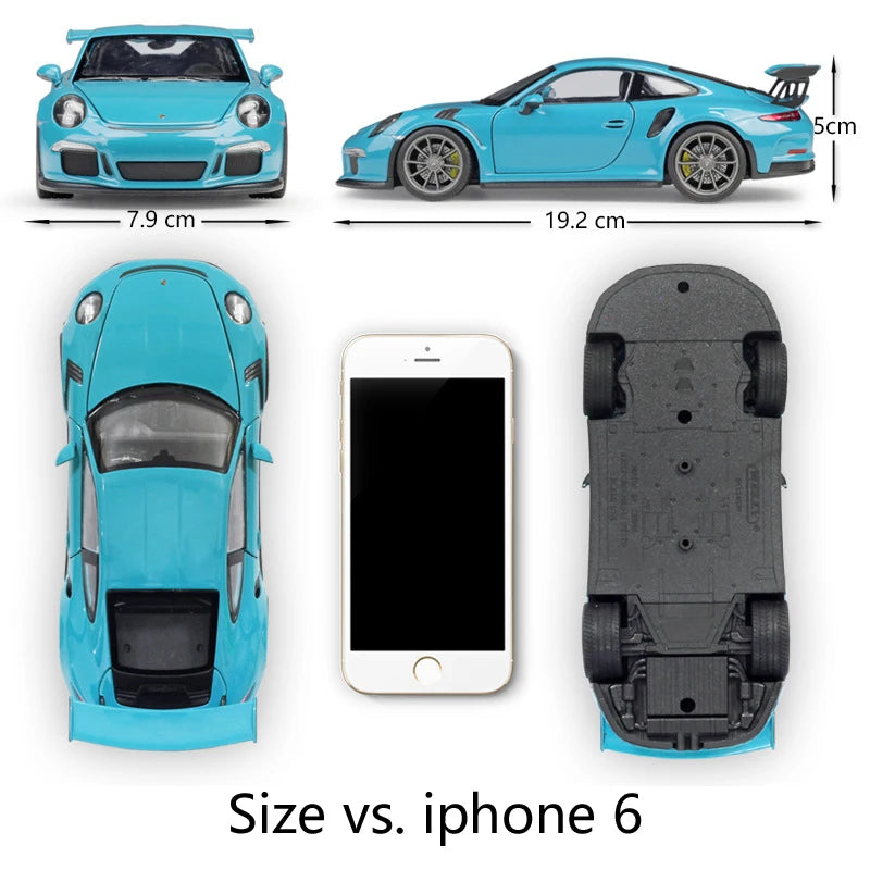 WELLY 1:24 Scale Diecast Simulator Car Porsche 911 GT3 RS Model Car Alloy Sports Car Metal Toy Racing Car Toy For Kids Gift