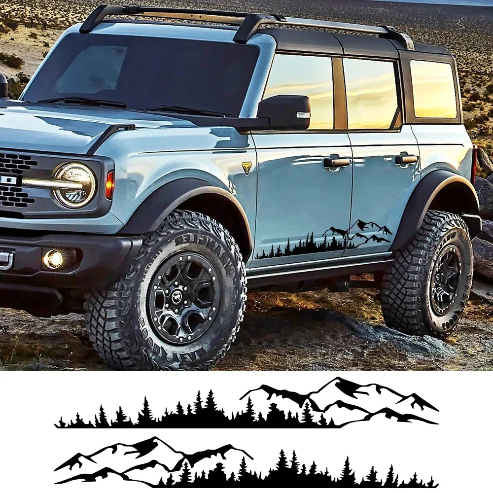 2PC Ford Bronco 2021-2023 Forest Mountain Range Graphics - Vinyl Decal Accessories-0