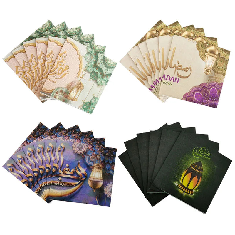 20pcs/set Ramadan Kareem Paper Napkin EID Mubarak Decorations for Home Muslim Party Ramadan Mubarak Decoration 2023 EID Al Adha