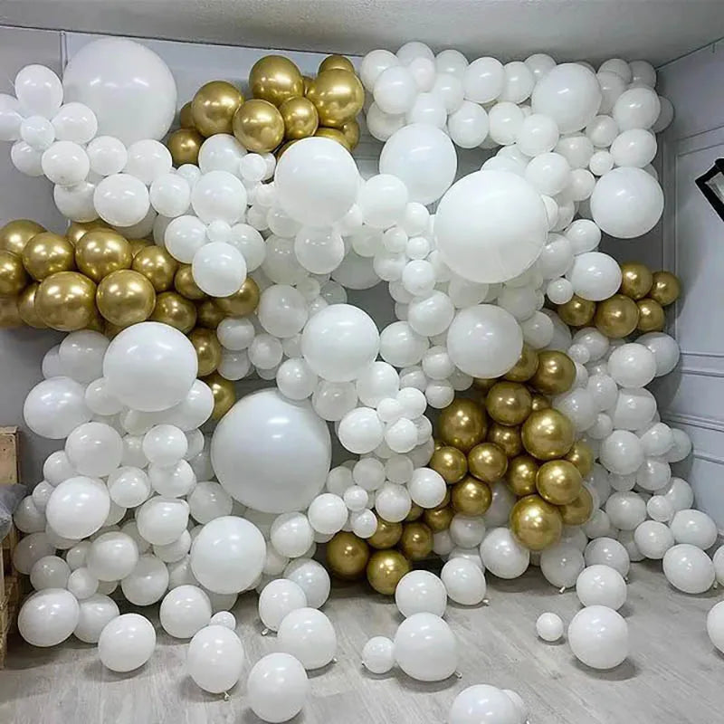 18Pcs/set Metallic Gold Silver White Ballon Brial Birthday Confetti Balls Air Helium Baloon Ramadan Home Festive Party Supplies