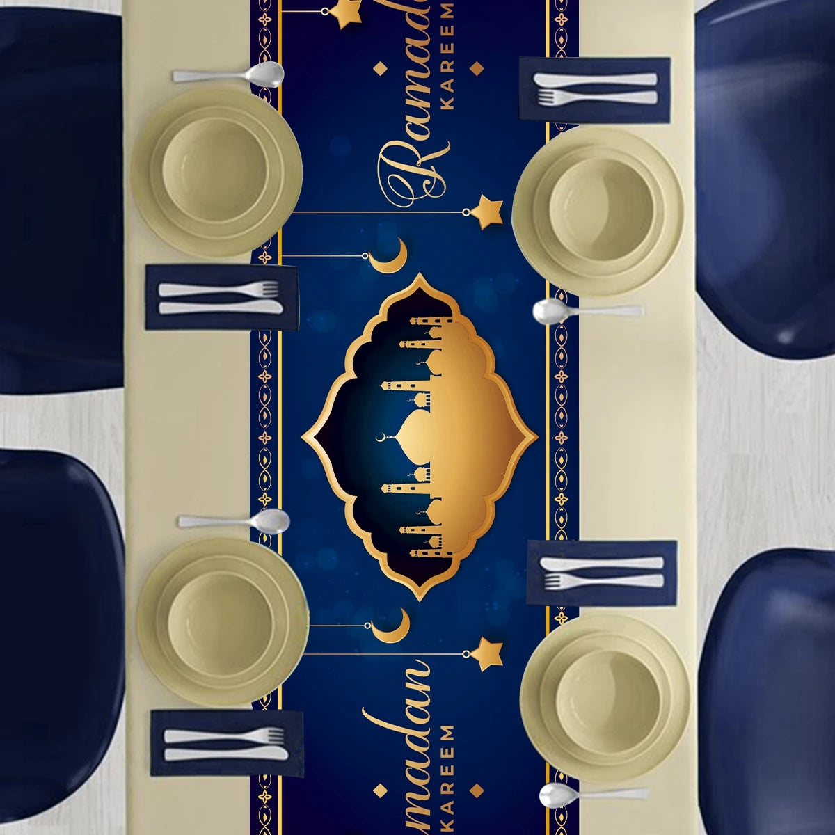 Eid Mubarak Tablecloth Dinner Table Runner Aid Islamic Muslim Party Supplies Ramadan Kareem Ramadan Decoration For Home 2024