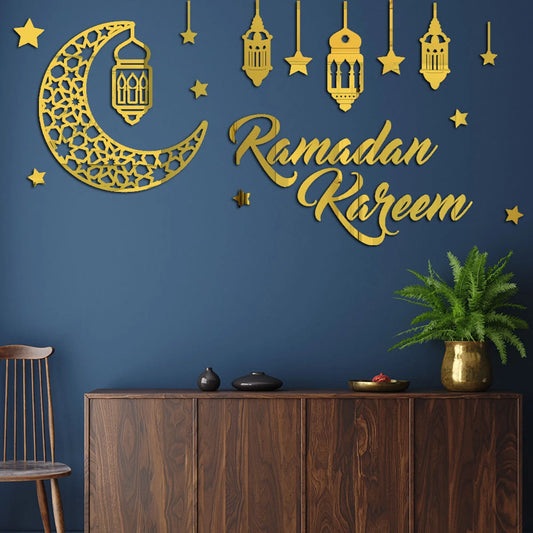 Eid Mubarak Wall Stickers Kareem Ramadan Decoration 2024 For Home Islamic Muslim Party Decor Mubarak Ramadan Window Sticker Gift