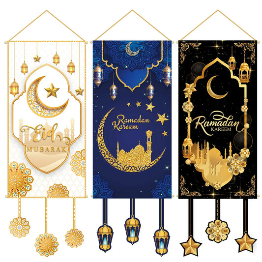 Eid Mubarak Decor Banner 2024 Kareem Ramadan Decor for Home Ramadan Mubarak Hanging Flag Islamic Muslim Party Decor Eid Al Adha