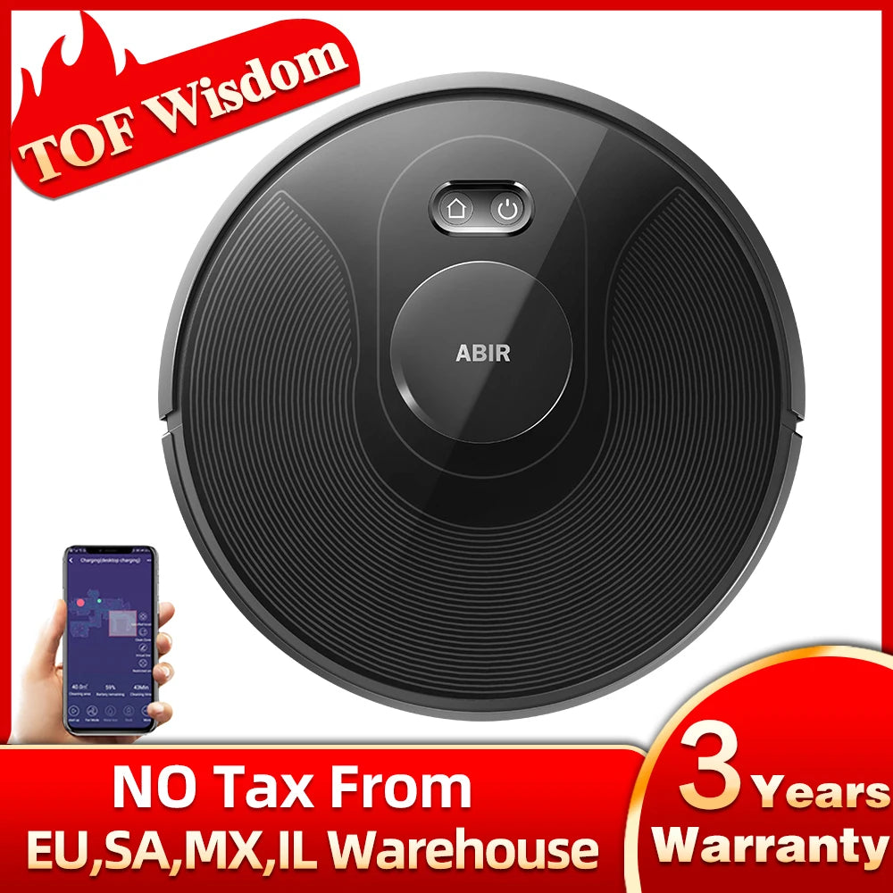 ABIR X8 Robot Vacuum Cleaner ,Laser System, Multiple Floors Maps, Zone Cleaning, Restricted Area Setting for Home Carpet Washing