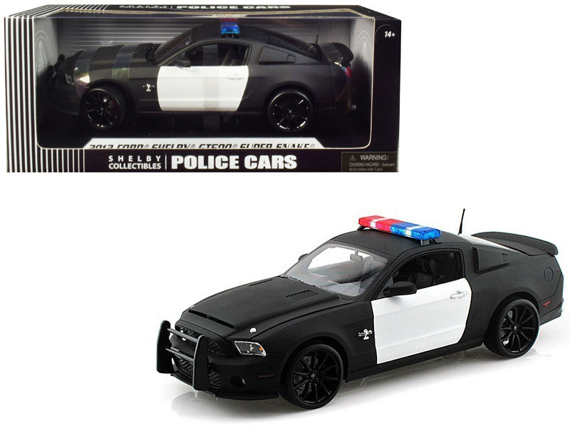 2012 Ford Shelby Mustang GT500 Super Snake Unmarked Police Car Black/White 1/18 Diecast Model Car by Shelby Collectibles-0