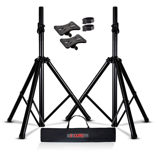 5 Core Speaker Stand Tripod Floor Adjustable Up to 48 Inch DJ Studio Monitor Stands Pole Mount Pair - Black-0