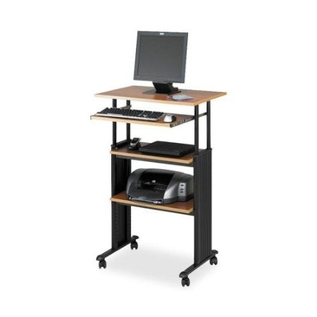 Adjustable Height Stand Up Office Desk in Medium Oak-0