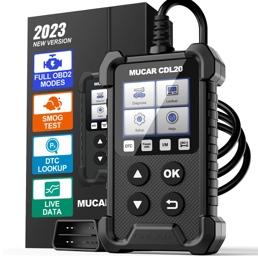 New MUCAR CDL20 Obd2  Scanner Auto Diagnostic Tools Lifetime Free Automotive Code Reader Check Engine Full OBD 2 Functions