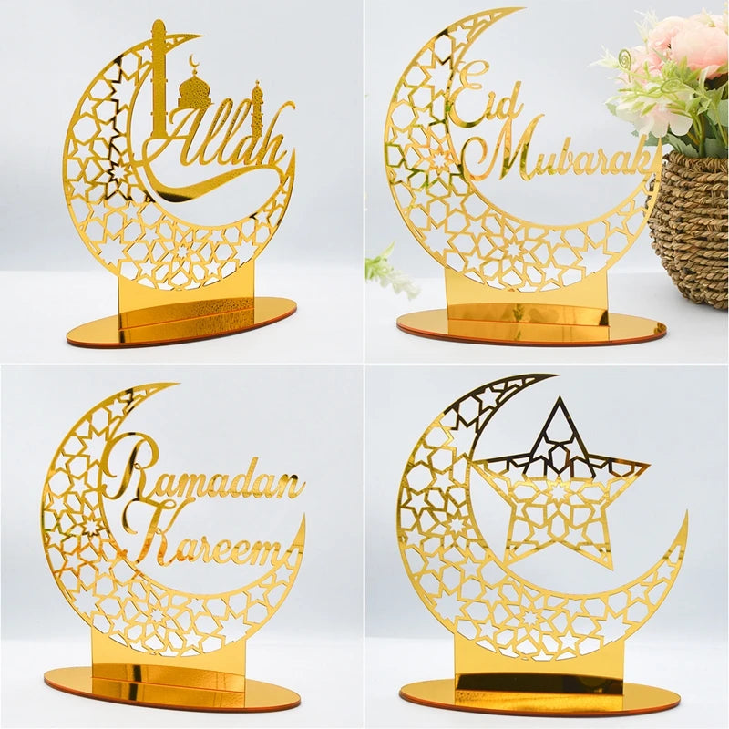 Eid Mubarak Acrylic Ornament Ramadan Decoration 2024 EID Decor For Home Ramadan Kareem Islamic Muslim Party Eid Al-Fitr Supplies