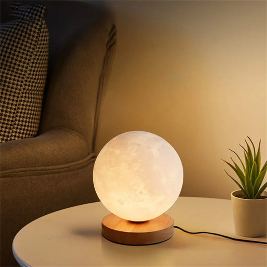 Creative 3D Moon Night Lamp Control 3 Colors Wire Led Desktop Lamp Lunar Night Light for Bedroom Decoration Birthday Gifts