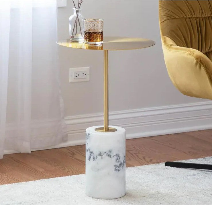 Side Table in Gold and Marble Stone-1