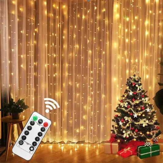 LED Garland Curtain Lights 8 Modes USB Remote Control Fairy Lights String Wedding Christmas Decor for Home Ramadan Festival Lamp