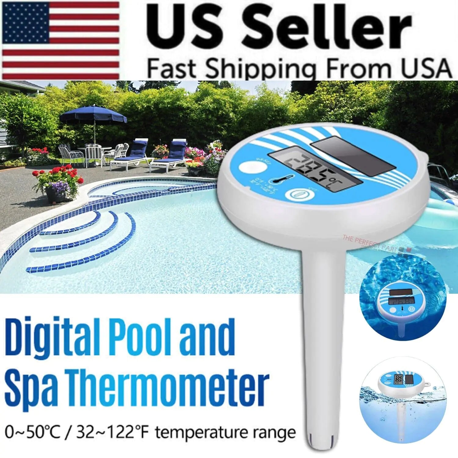 Digital Solar Powered Outdoor Floating Waterproof Rainproof Pool SPA Thermometer