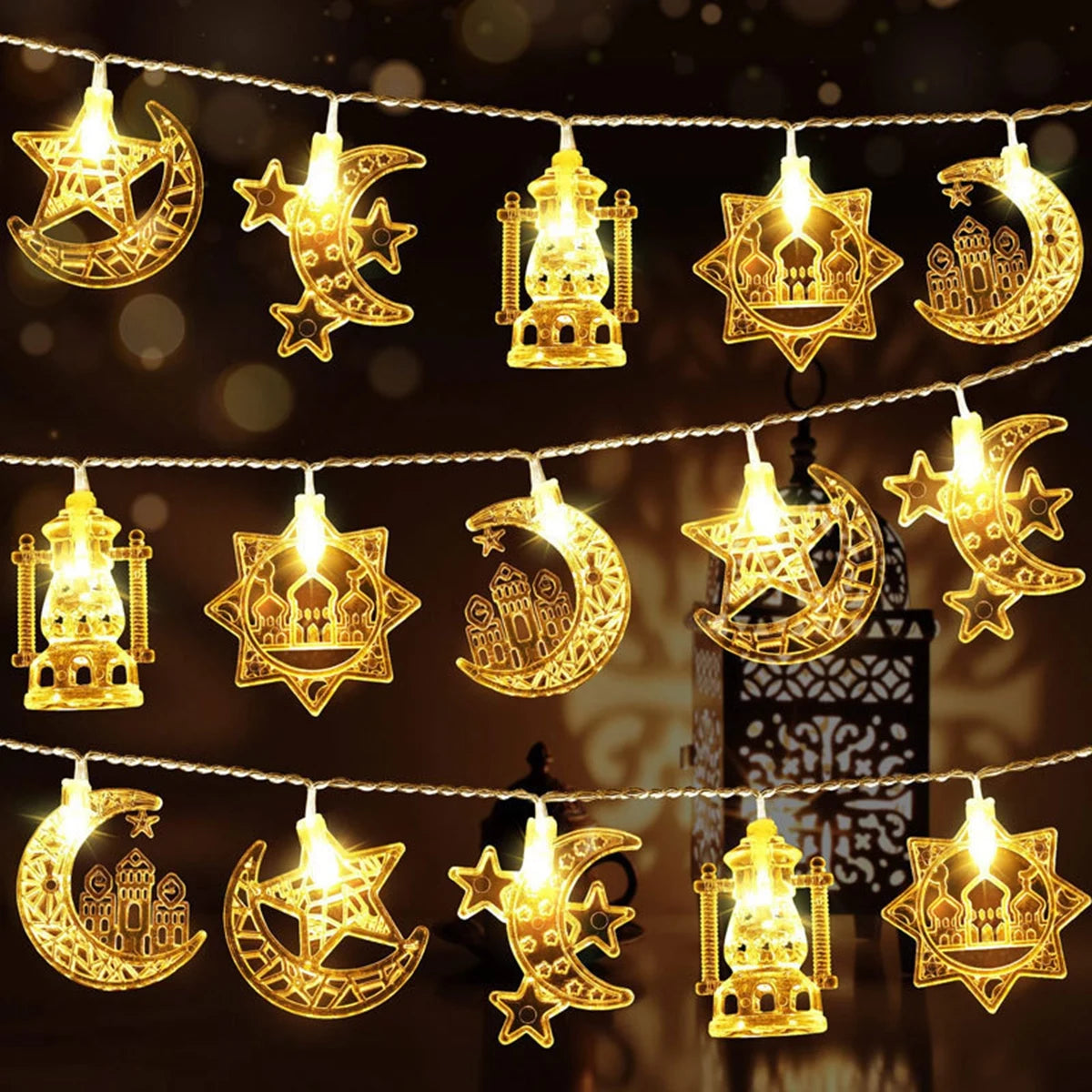 EID Mubarak LED String Lights Ramadan Decoration For Home Islamic Muslim Party Decor 2024 Ramadan Kareem Eid Al Adha Gifts