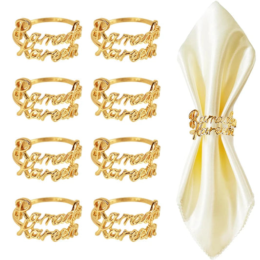 2/6Pcs Ramadan Kareem Napkin Rings Eid Mubarak Muslim Islamic Dinner Table Home Decoration Alloy Napkin Buckle Ramadan Gift 2024