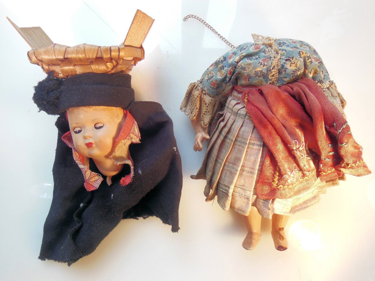 Vintage Portuguese Fish Seller Doll.  Opening/Closing Eyes & Basket on Head-1