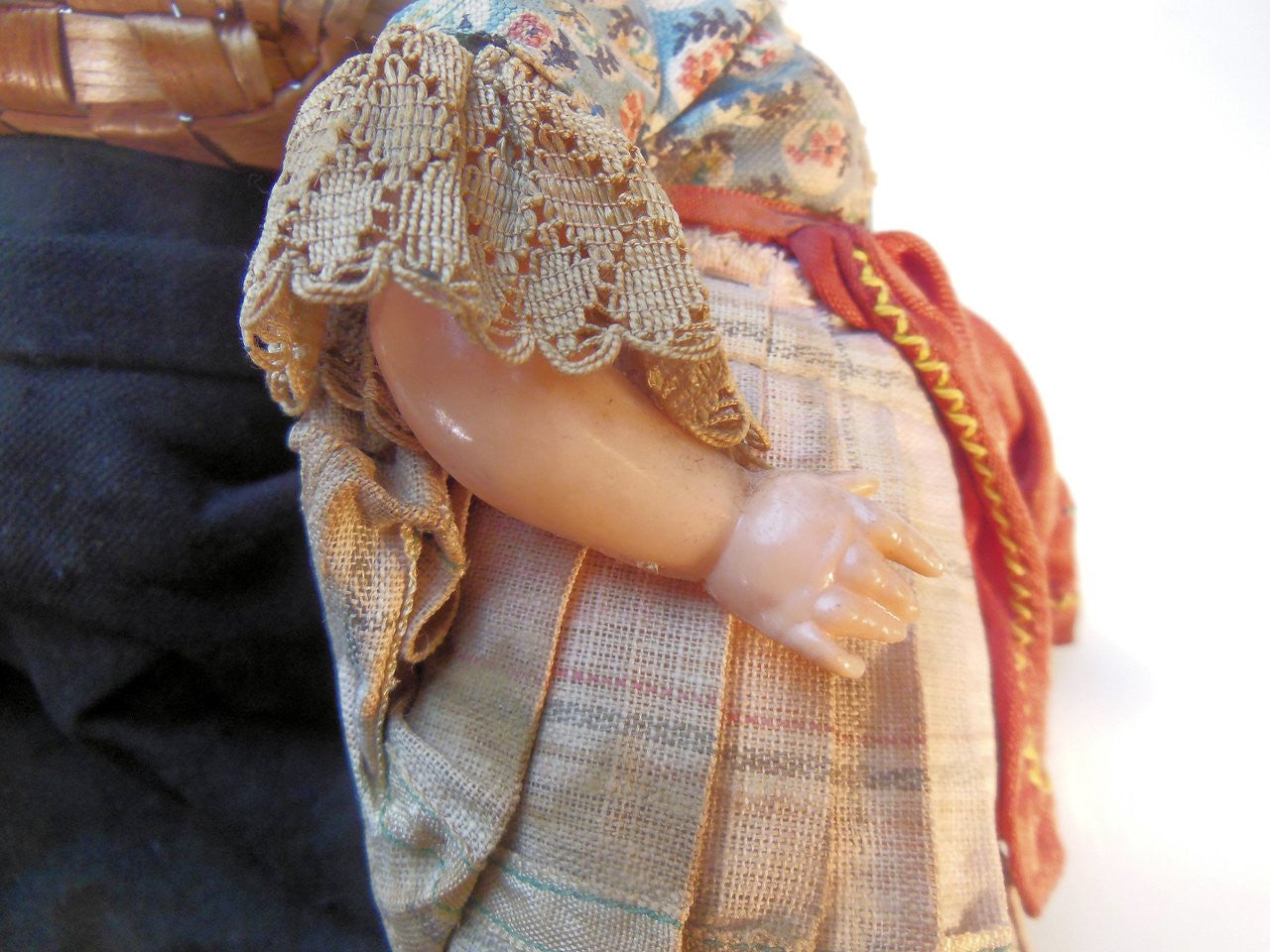 Vintage Portuguese Fish Seller Doll.  Opening/Closing Eyes & Basket on Head-4