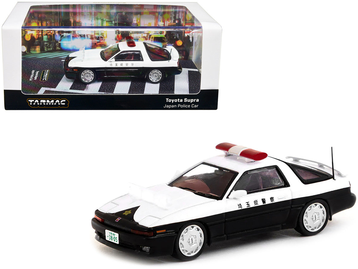 Toyota Supra RHD (Right Hand Drive) Black and White "Japan Police Car" "Road64" Series 1/64 Diecast Model Car by Tarmac Works-0