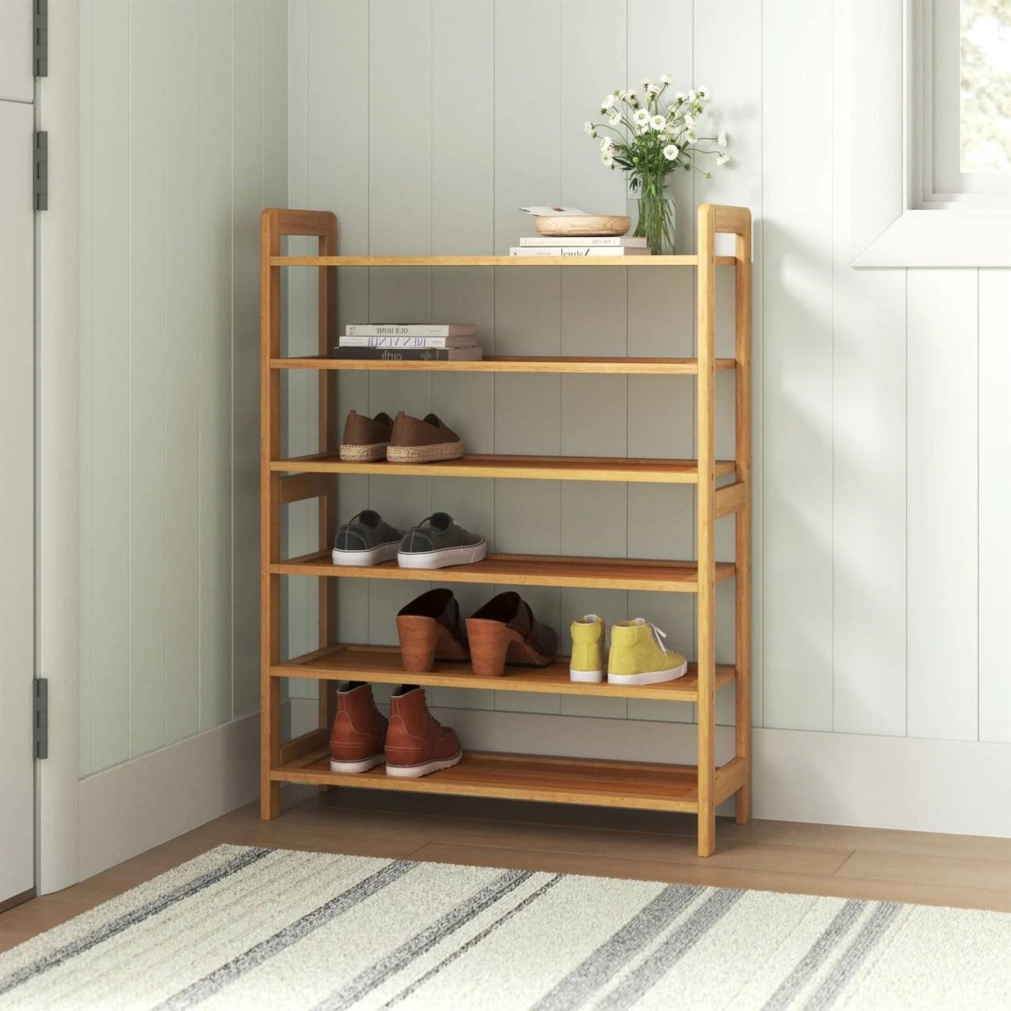 Solid Wood 6-Shelf Shoe Rack - Holds up to 24 Pair of Shoes-2