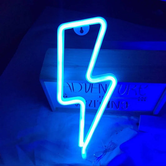 New LED Neon Sign Lightning Shaped USB Battery Operated