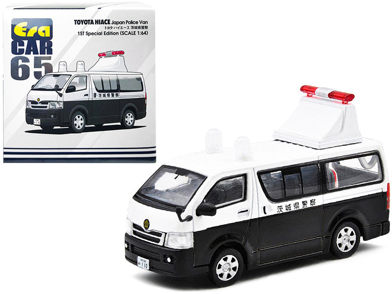 Toyota Hiace Japan Police Van White and Black "1st Special Edition" 1/64 Diecast Model Car by Era Car-0