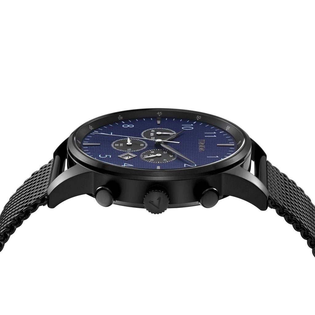 TRNDA STAINLESS STEEL MEN'S WATCH - TIMELESS FASHION WITH DARK BLUE DIAL & BLACK MESH BAND-2