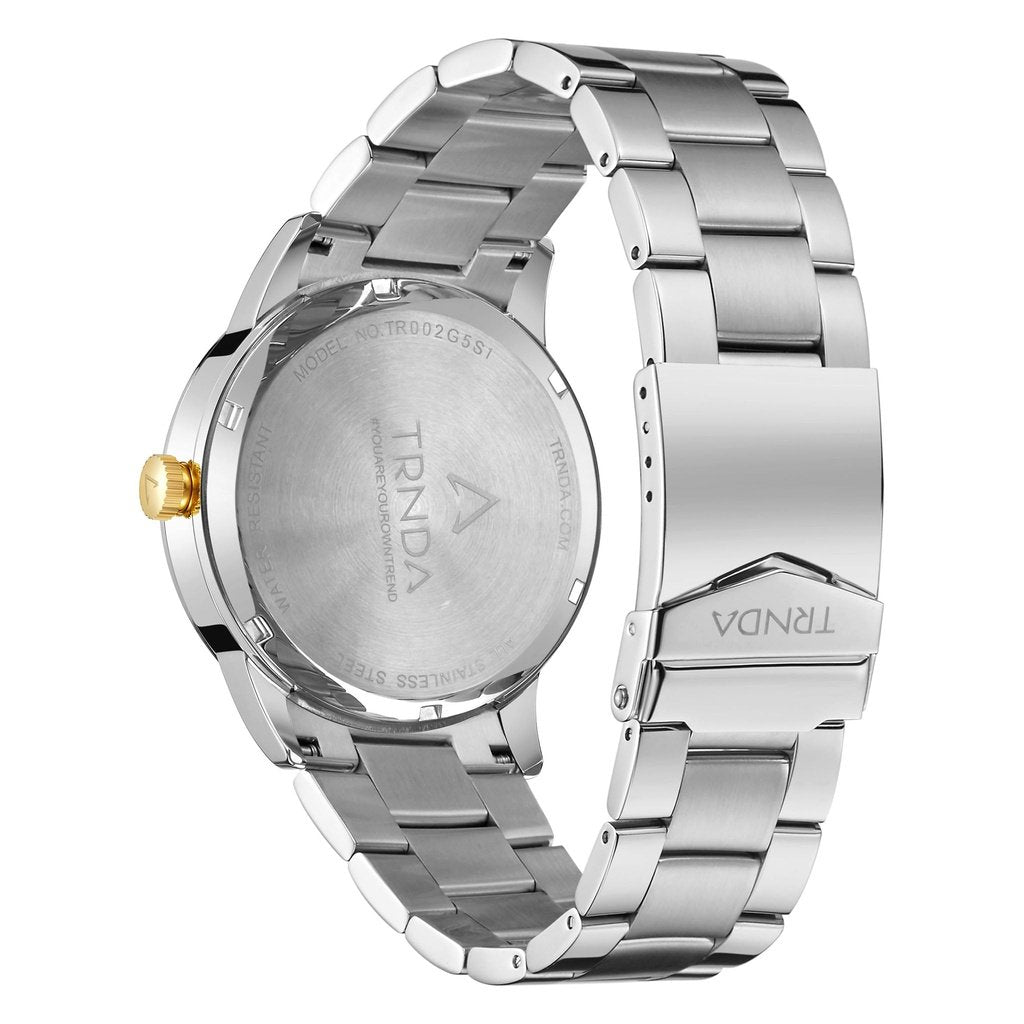 TRNDA TRENDY STAINLESS STEEL MEN'S WATCH - TIMELESS GOLD & SILVER FASHION STATEMENT-2