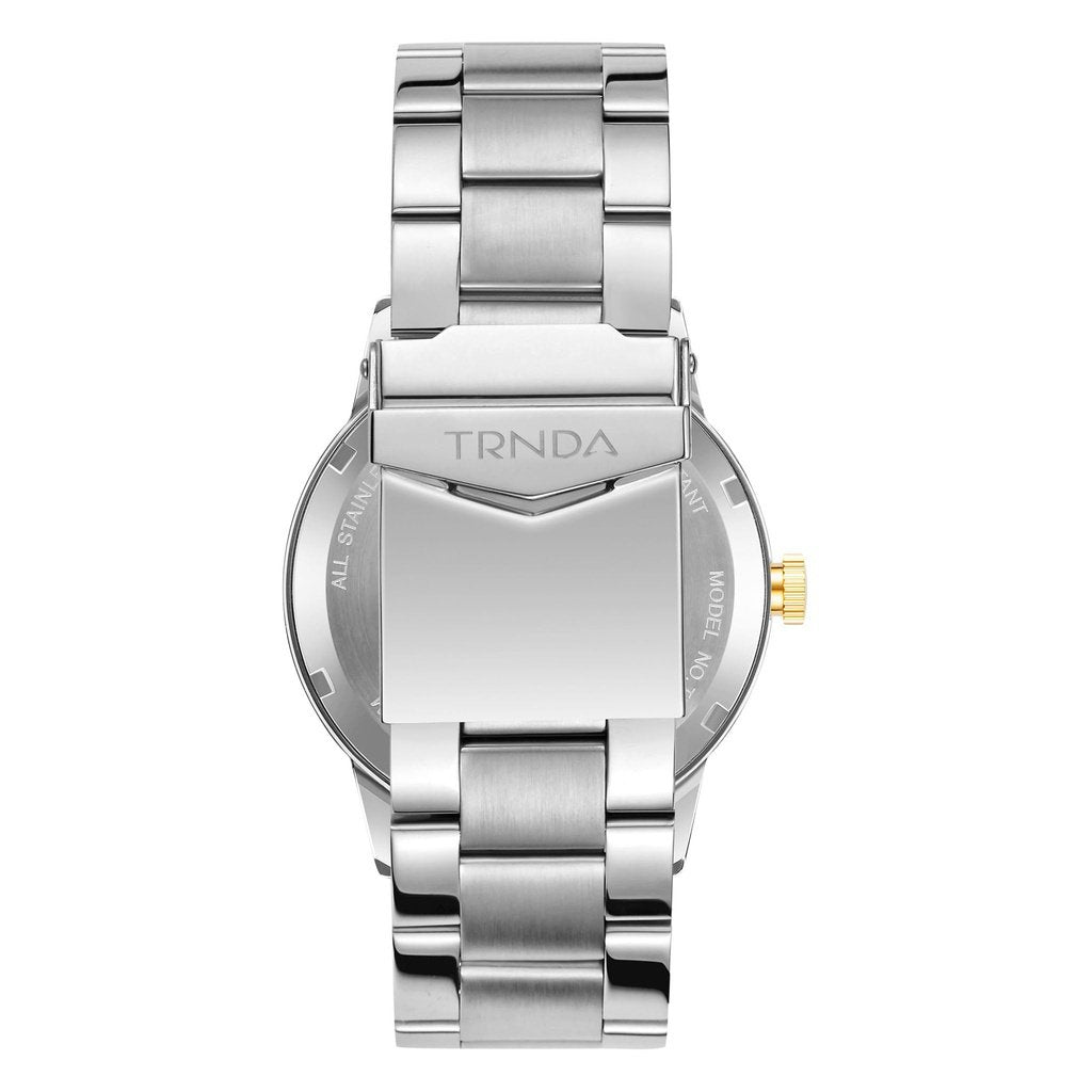 TRNDA TRENDY STAINLESS STEEL MEN'S WATCH - TIMELESS GOLD & SILVER FASHION STATEMENT-3