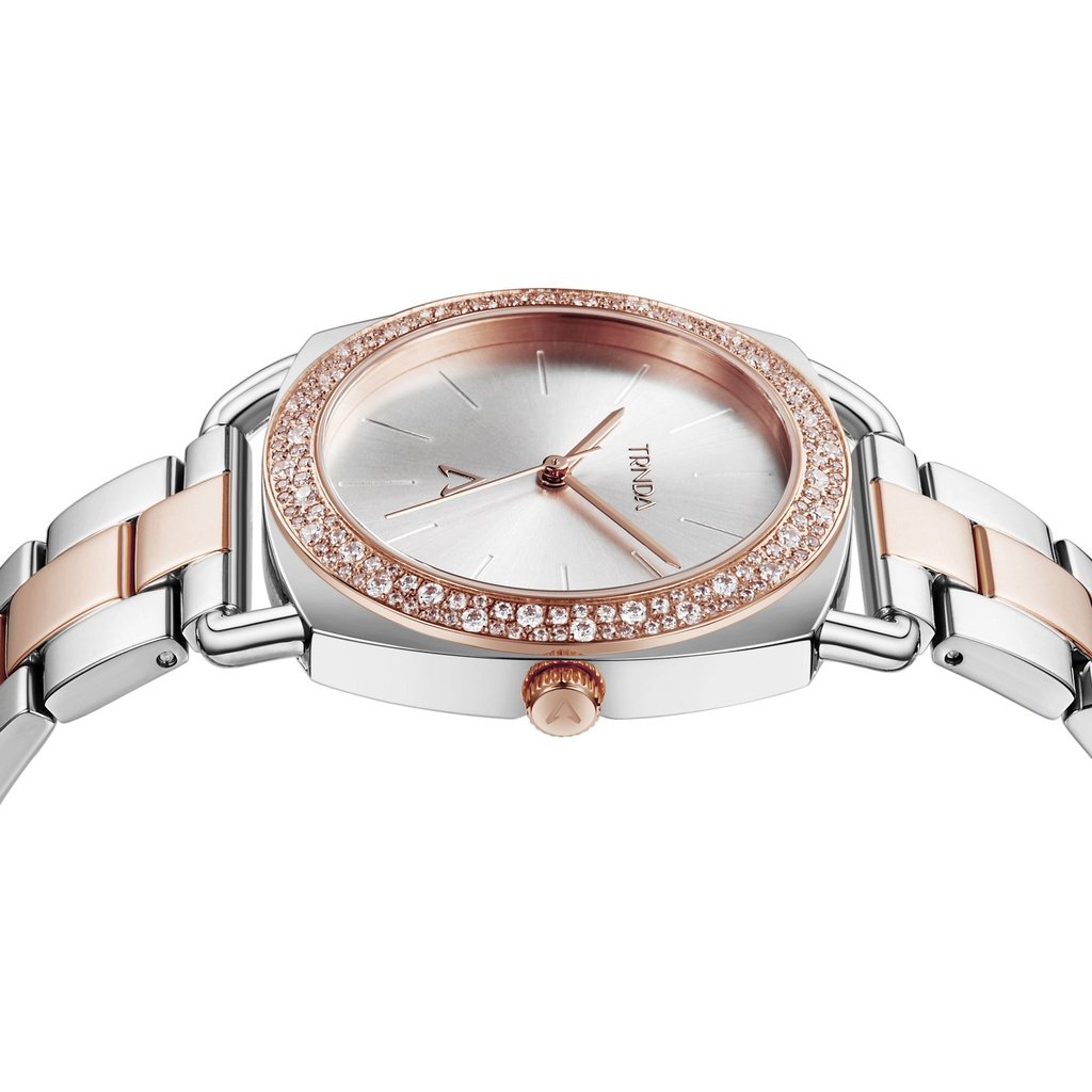 TRNDA Women's Watch with Silver Stainless Steel Case and Silver & Rose Gold Stainless Steel Band-2