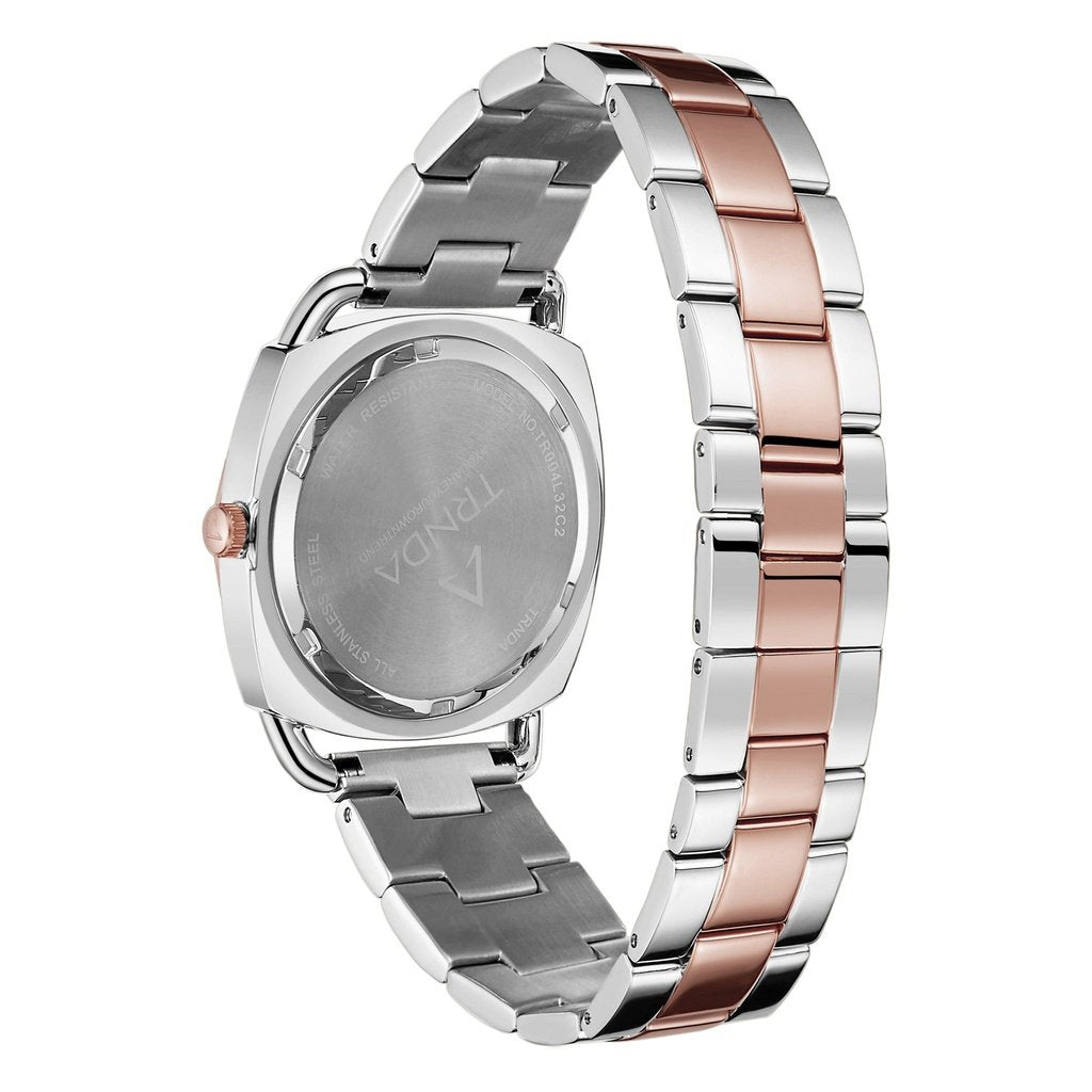 TRNDA Women's Watch with Silver Stainless Steel Case and Silver & Rose Gold Stainless Steel Band-3