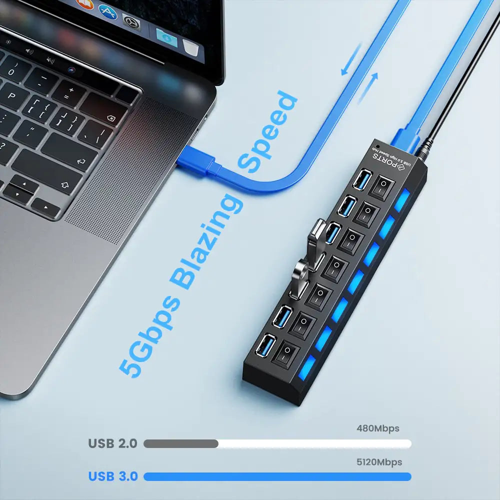 USB Hub 2.0 Hub Multi USB Splitter With Switch