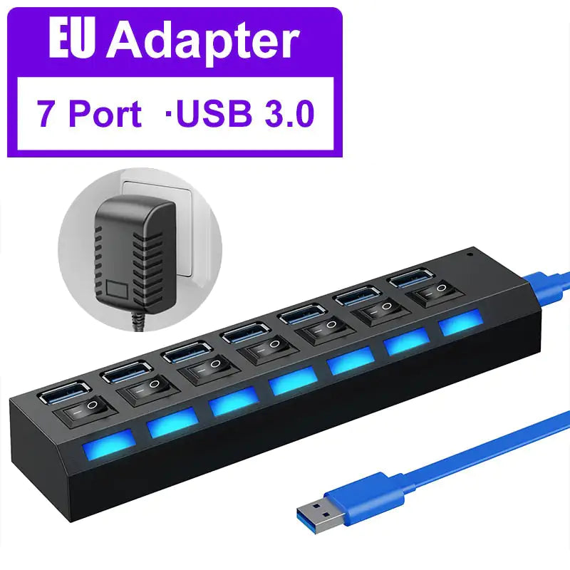 USB Hub 2.0 Hub Multi USB Splitter With Switch