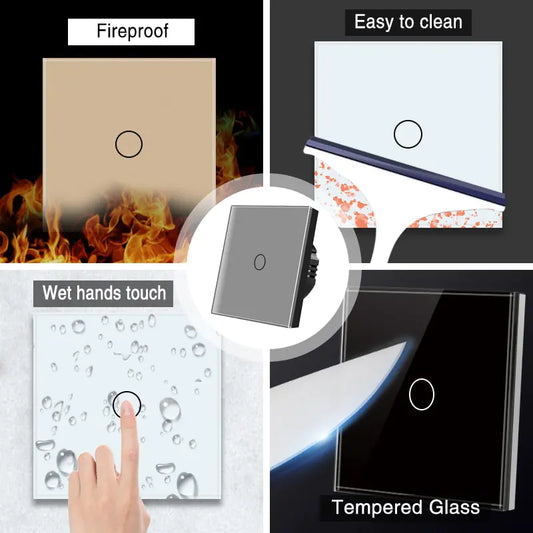 UBARO Crystal Tempered Glass Wall Panel Touch Switch