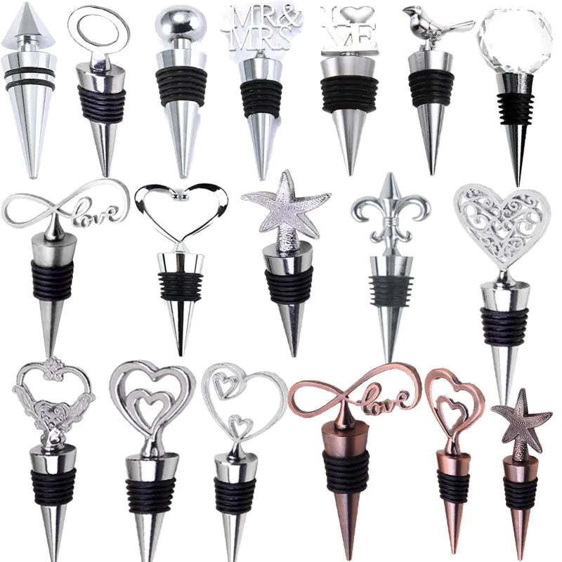 Zinc Alloy Wine Stopper Crystal Wine Champagne Bottle Stopper Vacuum Sealed Wedding Heart Gift  Wine Pourer Stopper 