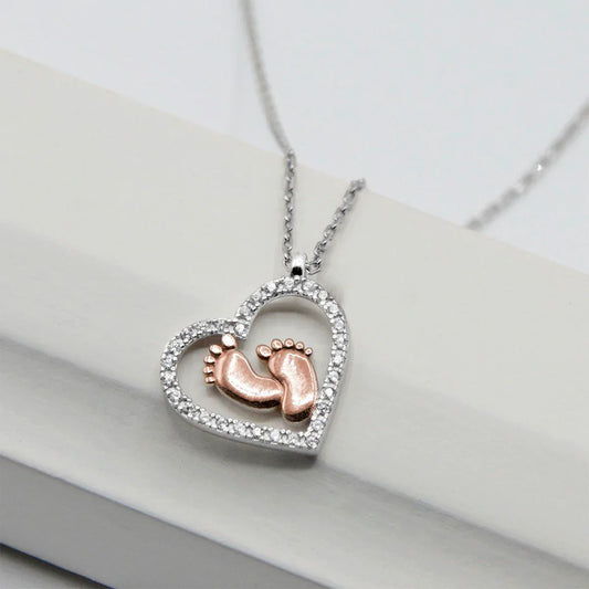 Sterling Silver Love Footprint Necklac