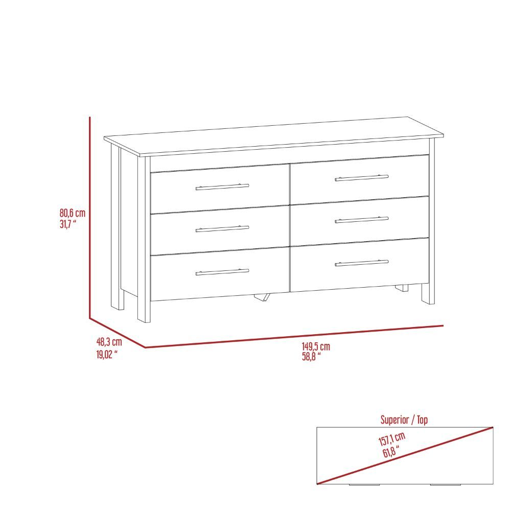 3 Drawers Dresser Maryland, Superior Top, Light Gray Finish-7