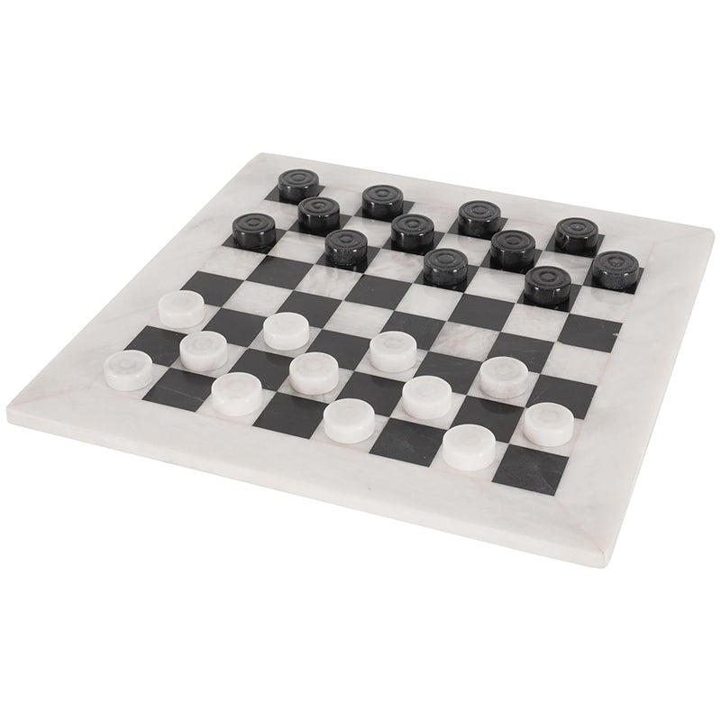 White And Black 15 Inches Marble Tournament Checkers Set-1