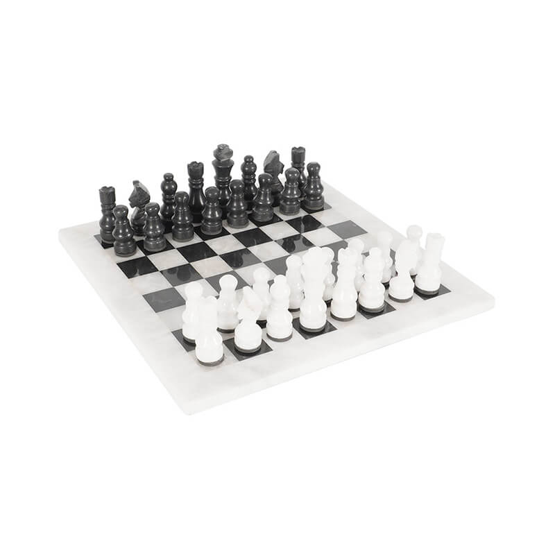 White and Black 12 Inches High Quality Marble Chess Set-1