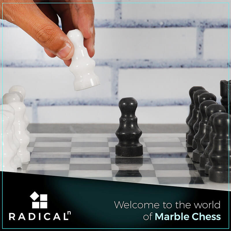 White and Black 12 Inches High Quality Marble Chess Set-3