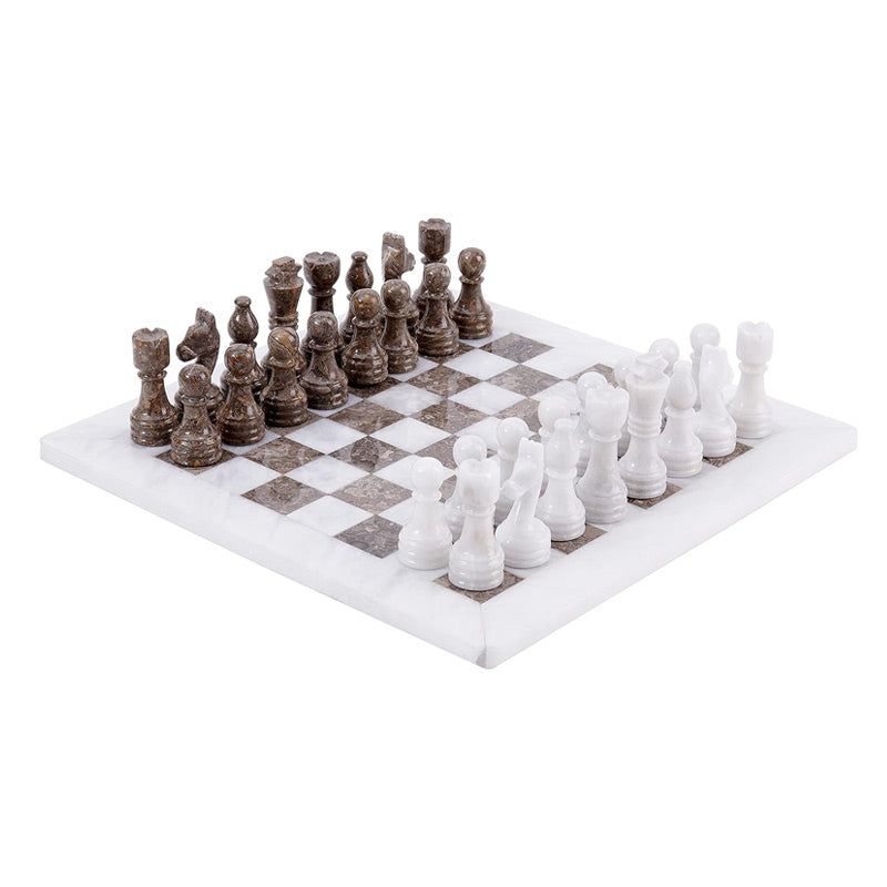 White and Grey Oceanic 12 Inches High Quality Marble Chess Set-1