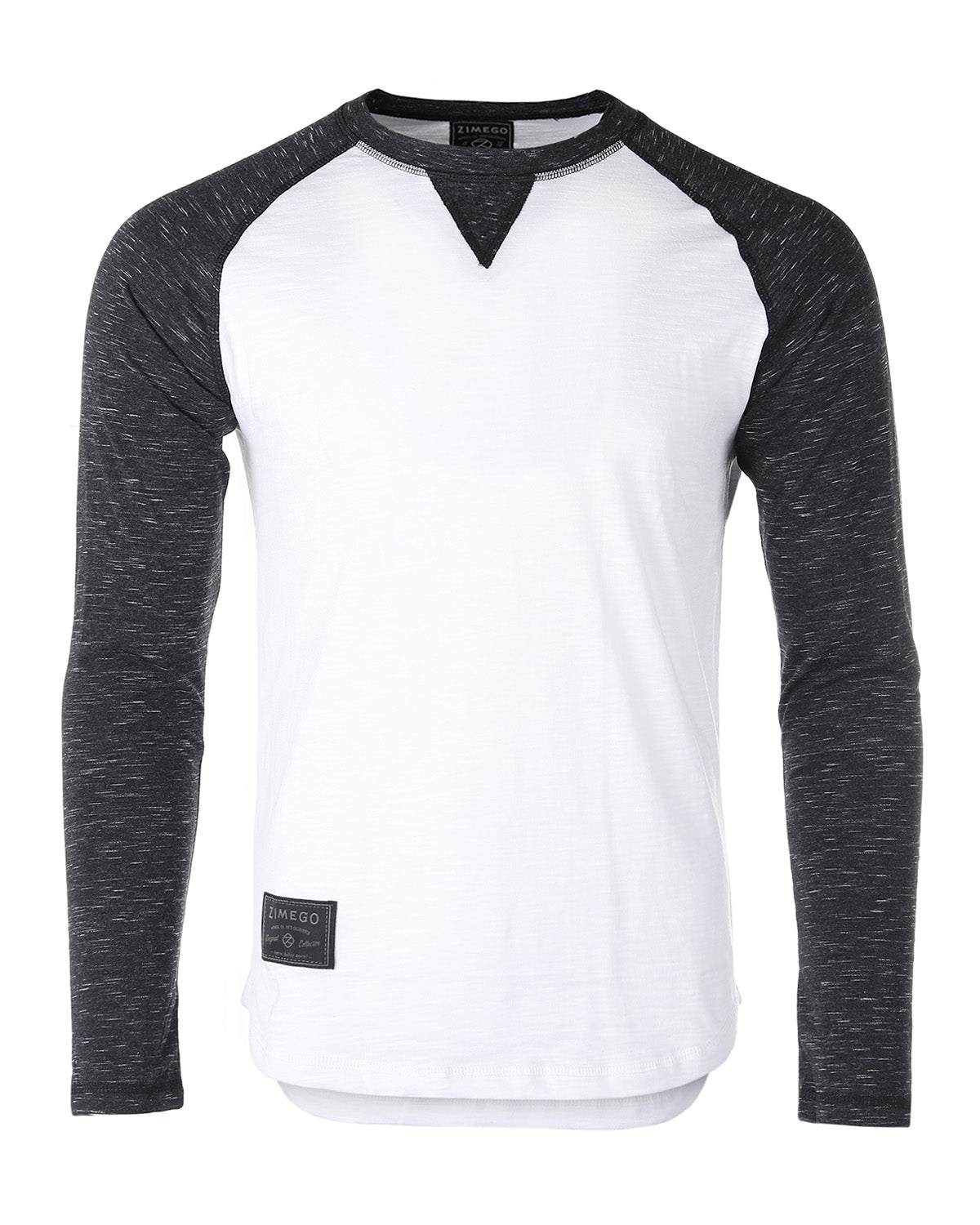 ZIMEGO Men Athletic Fit Baseball Retro Contrast Long Sleeve Raglan T-Shirt-0