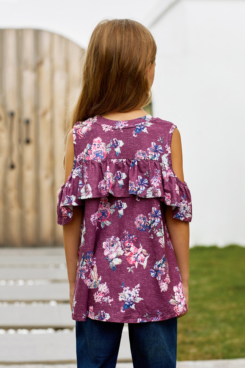 girls-floral-cold-shoulder-ruffled-top