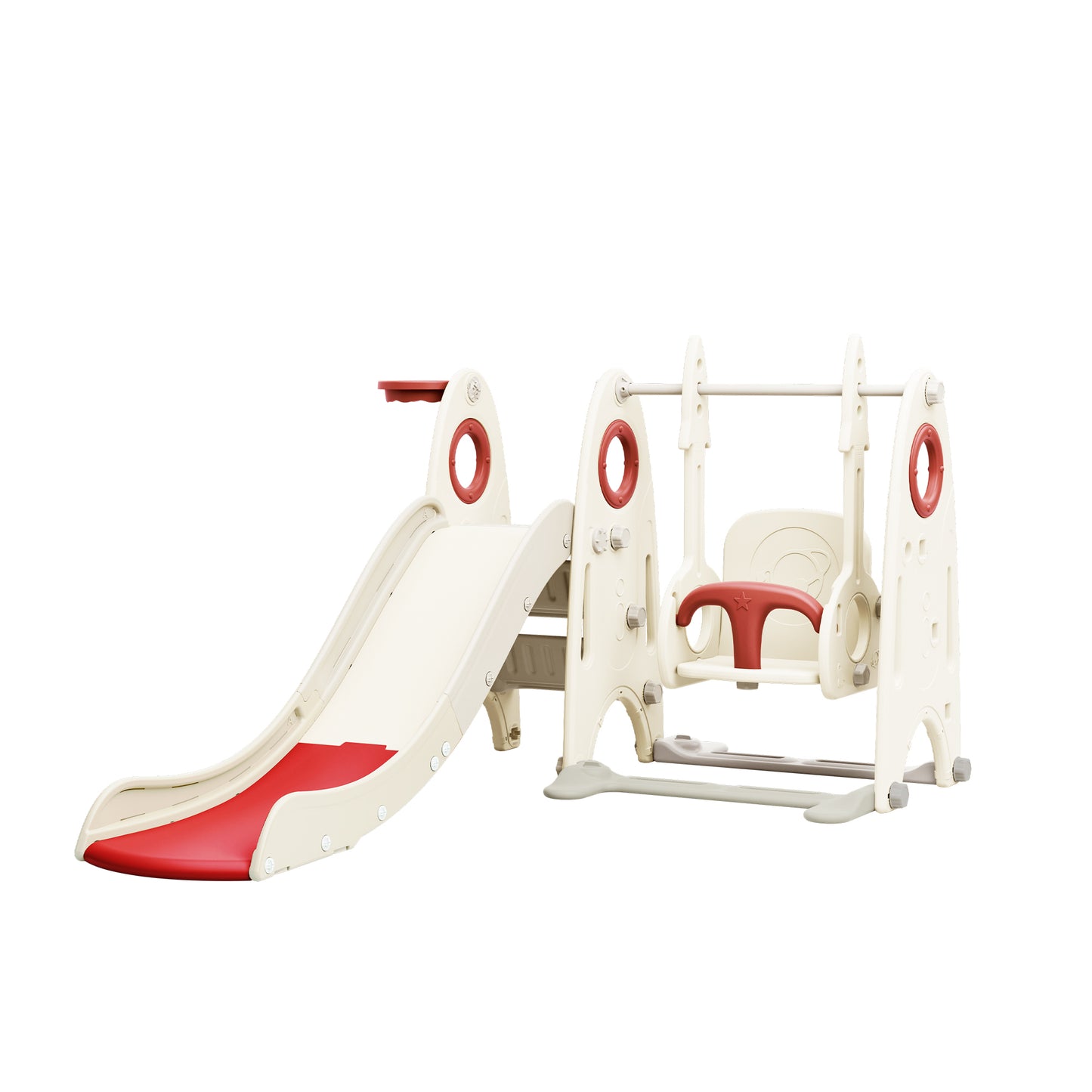 4 in 1 Toddler Slide and Swing Set, Kids Playground Climber Slide Playset with Basketball Hoop,Freestanding Combination for babies