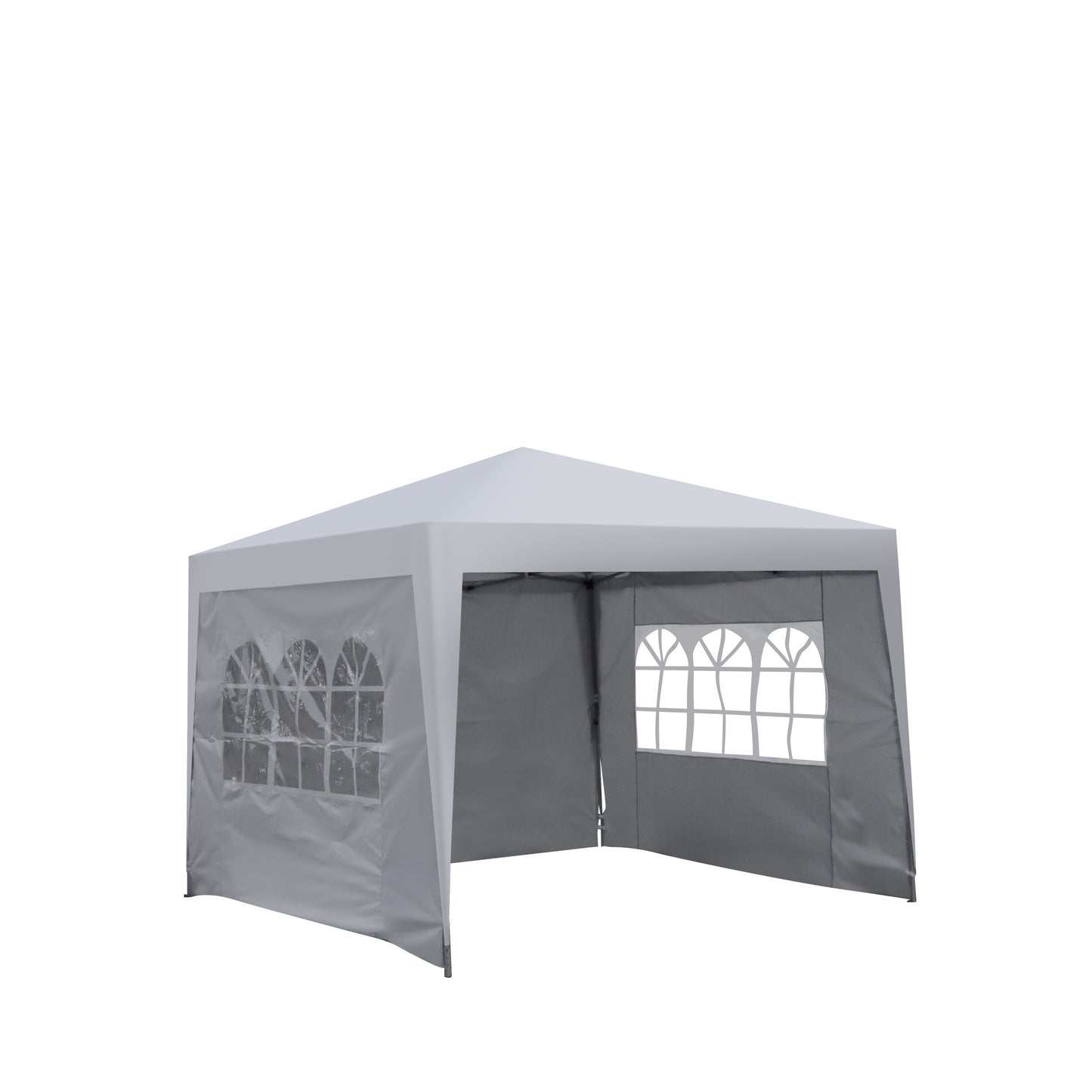 Outdoor 10x 10Ft Pop Up Gazebo Canopy Tent Removable Sidewall with Zipper,2pcs Sidewall with Windows,with 4pcs Weight sand bag,with Carry Bag,White