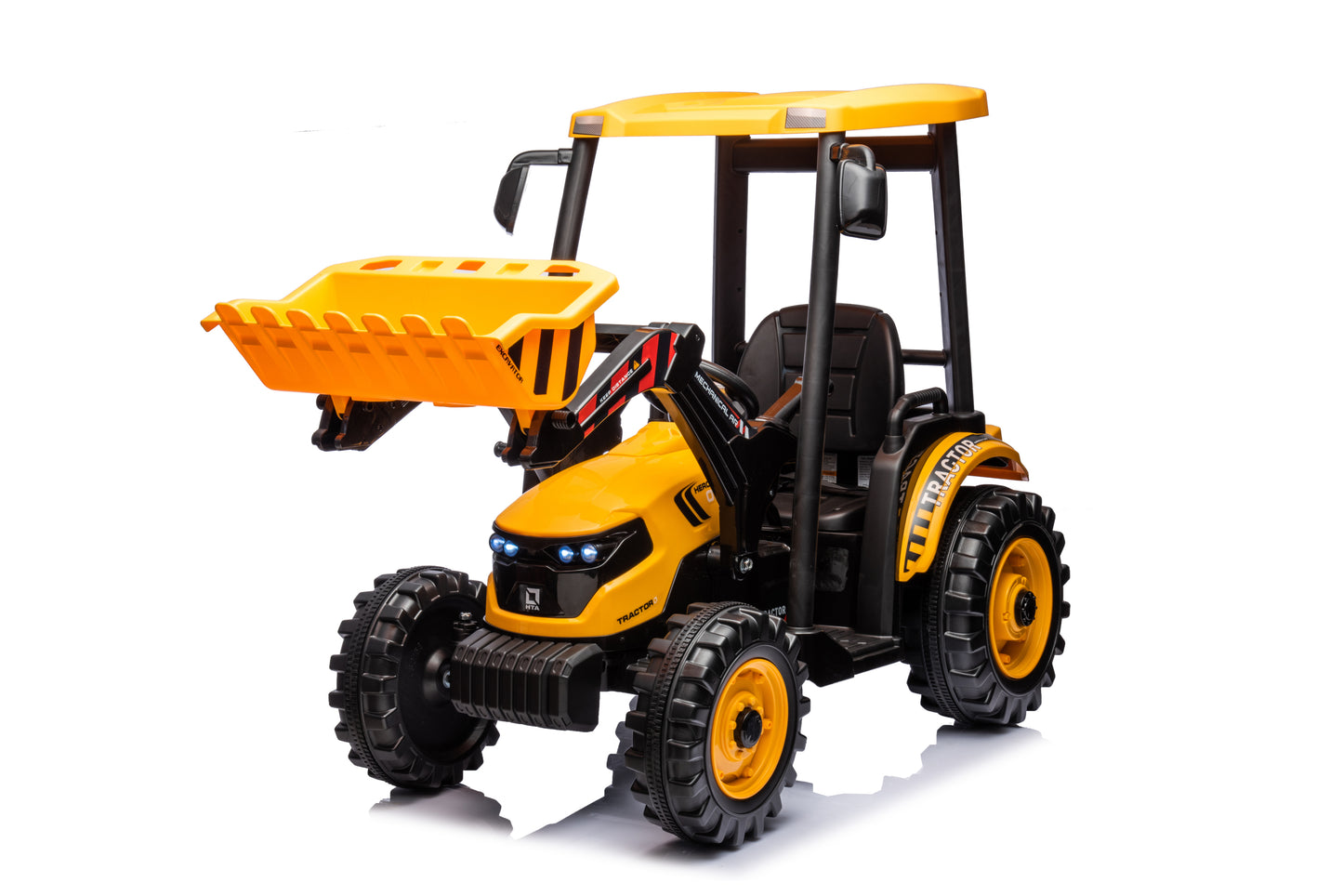 24V Ride On Excavator, Kids' Ride on Car Toys Battery Powered Electric Vehicles with Trailer, Digger for Toddlers (Yellow)