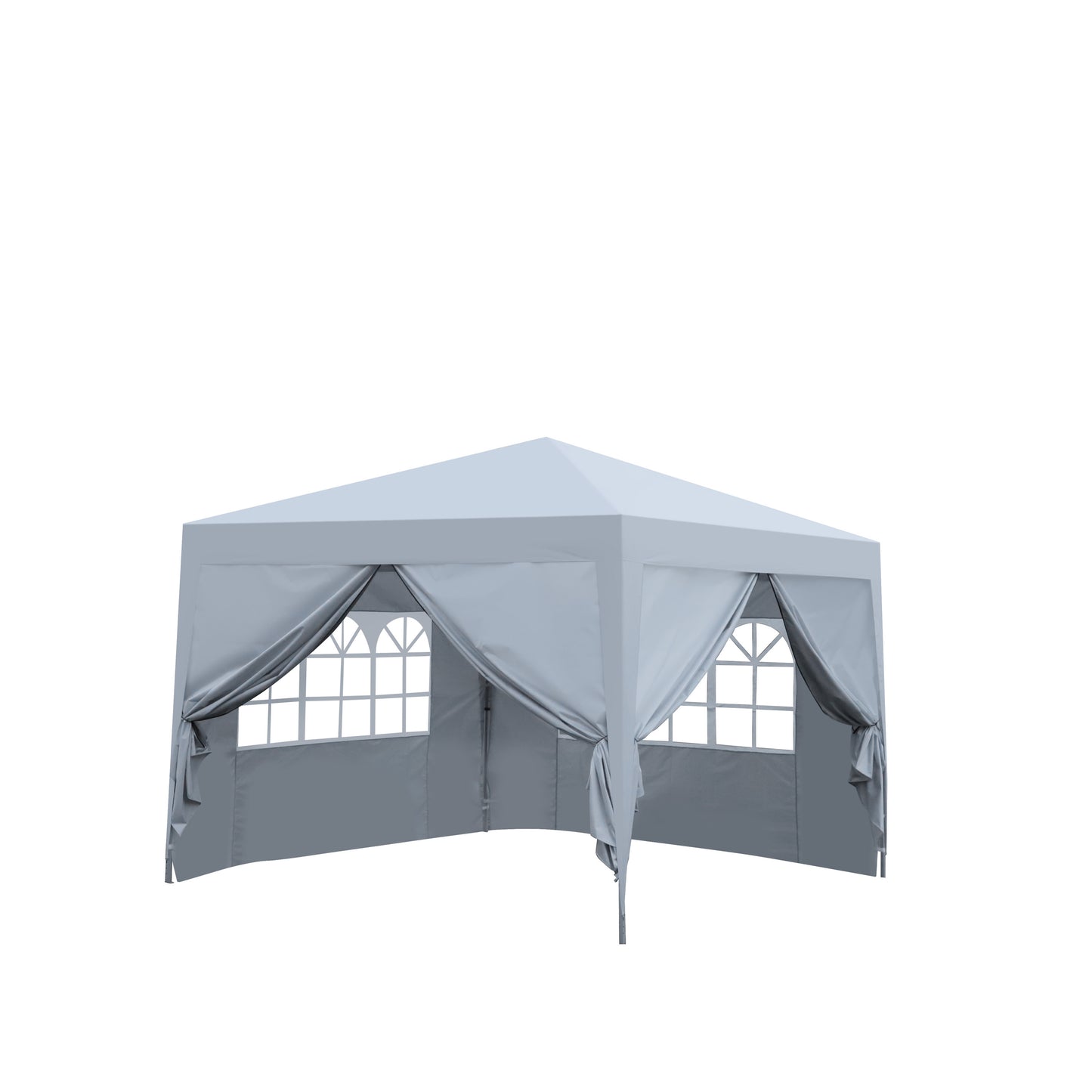 Outdoor 10x 10Ft Pop Up Gazebo Canopy Tent Removable Sidewall with Zipper,2pcs Sidewall with Windows,with 4pcs Weight sand bag,with Carry Bag,White