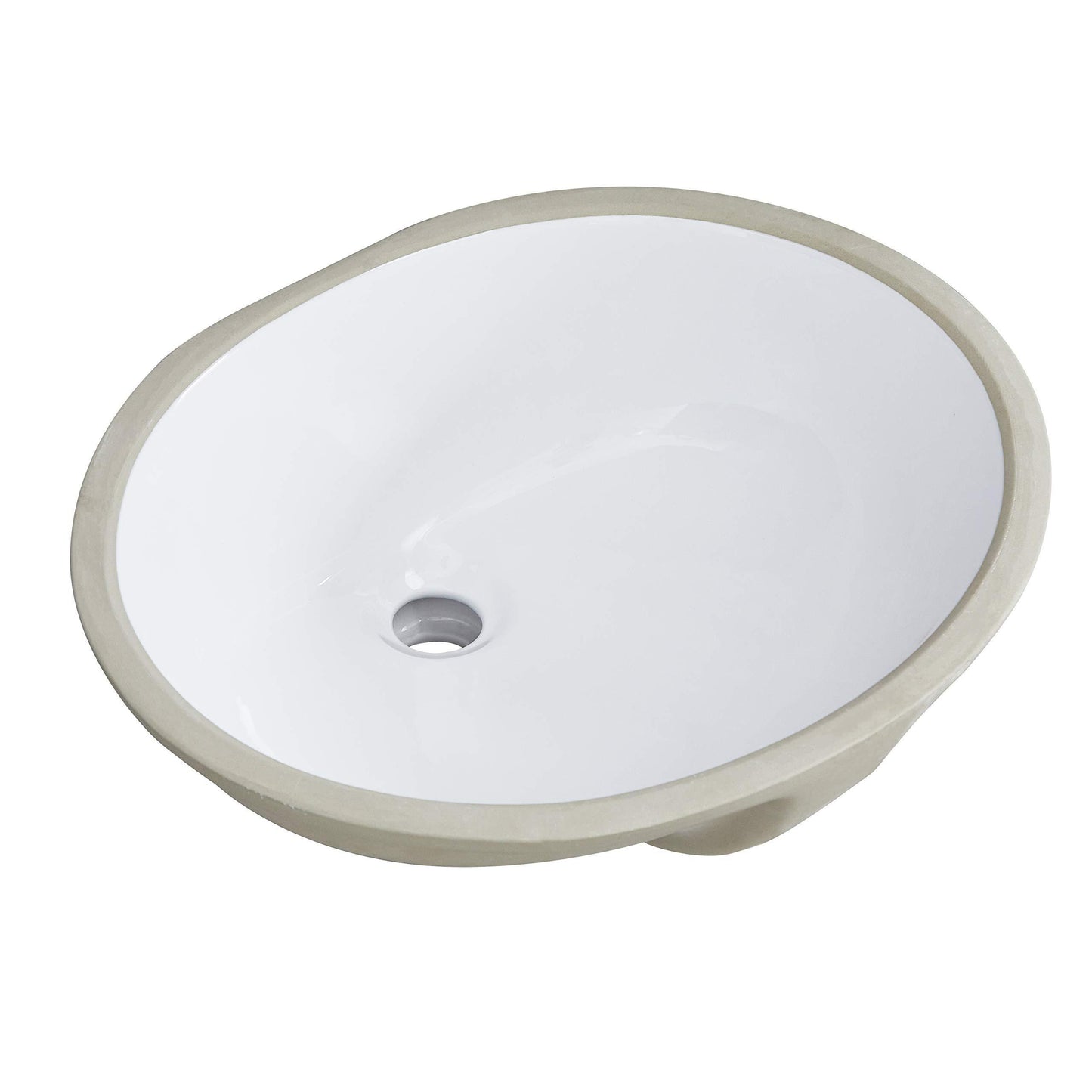 White Oval Undermount Bathroom Sink With Overflow