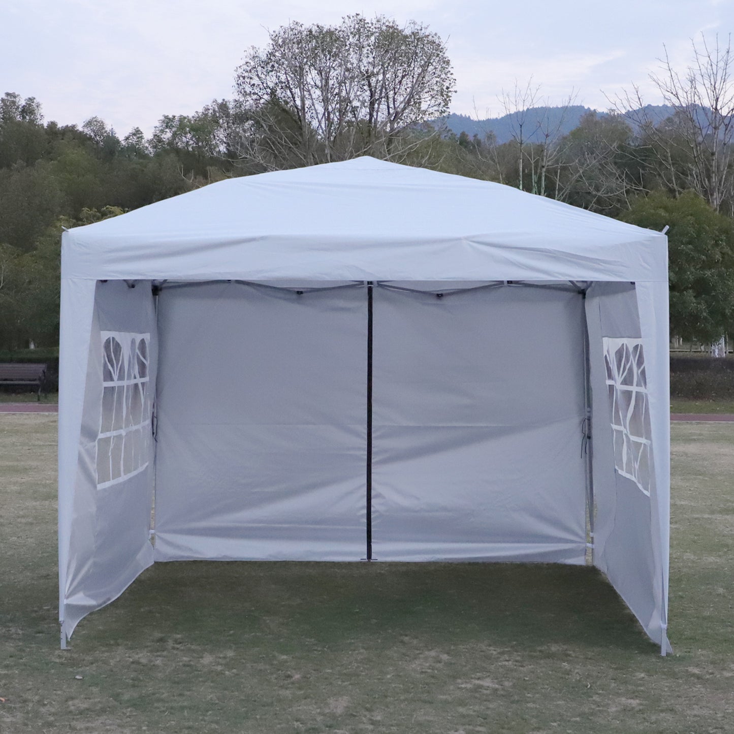 Outdoor 10x 10Ft Pop Up Gazebo Canopy Tent Removable Sidewall with Zipper,2pcs Sidewall with Windows,with 4pcs Weight sand bag,with Carry Bag,White